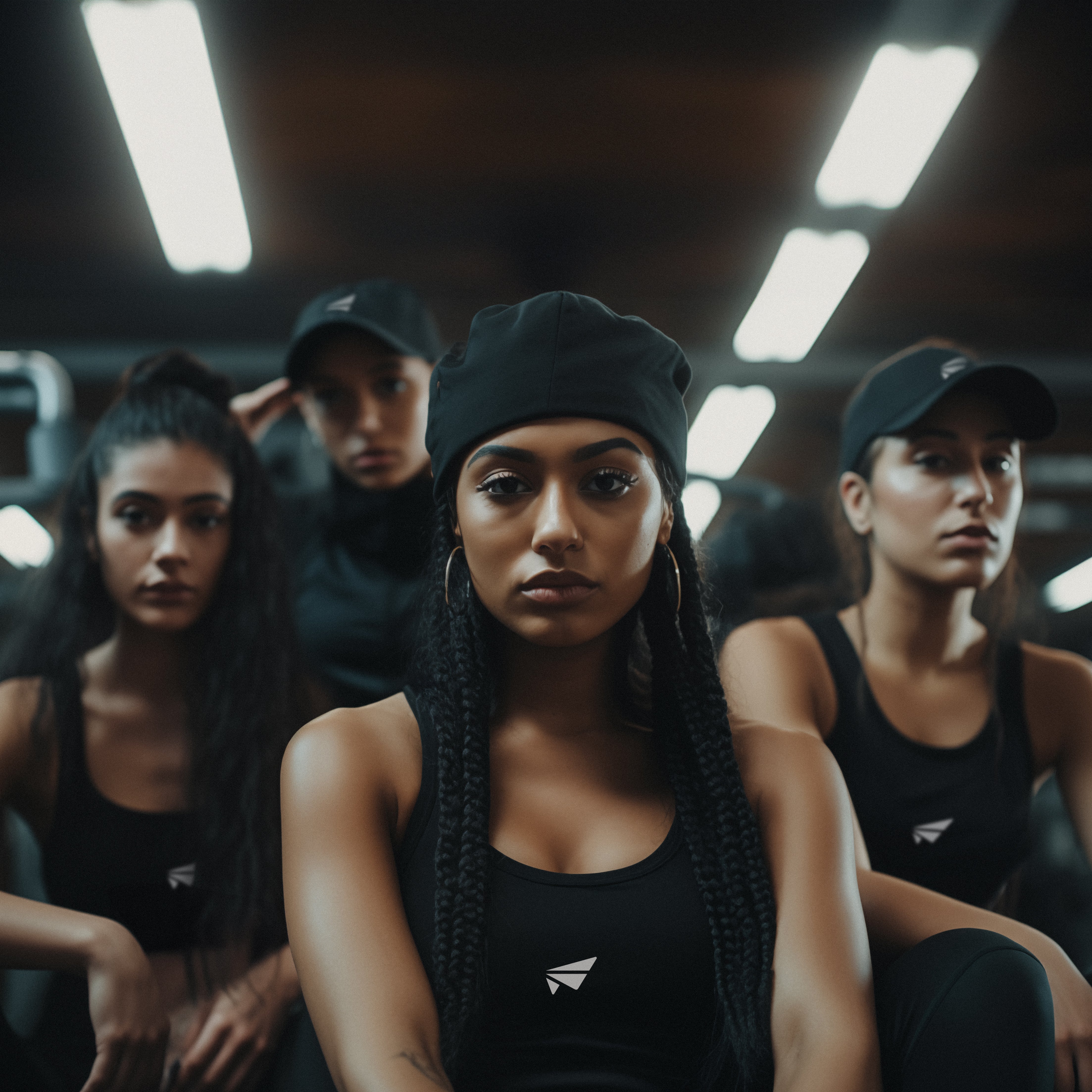 Group of women wearing Flair Active performance gym wear in bold retro colors